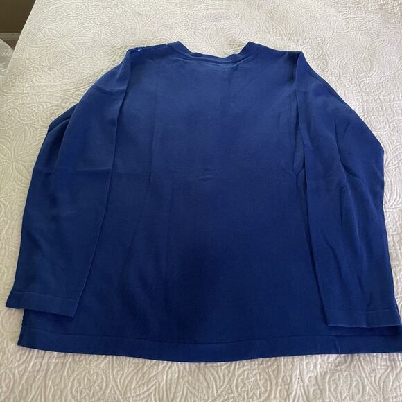 Quacker Factory full zip front blue sequin front cardigan sweater women’s size L - Picture 2 of 8